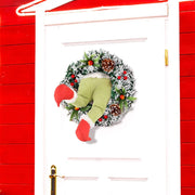 Christmas Thief Stole Burlap Wreath Santa Legs Decoration, Festival Door Wall Family Gifts Reusable Bowknot Hoop