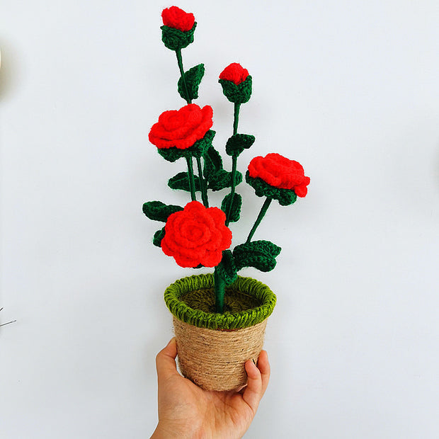 Handmade Sunflower Rose Flower Plush Plant Home Bedroom Decoration Christmas Valentine's Day Gift